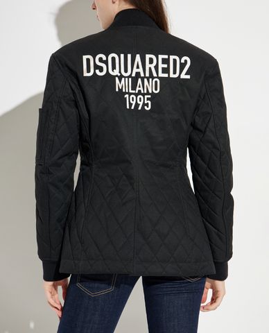  DSQUARED2 - Áo khoác chần bông nữ tay dài phối khóa zip 