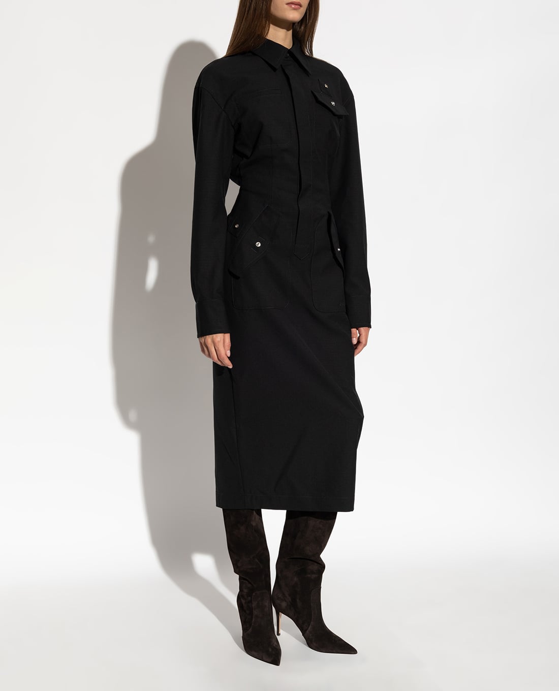 DSQUARED2 - Đầm sơ mi midi tay dài xẻ tà