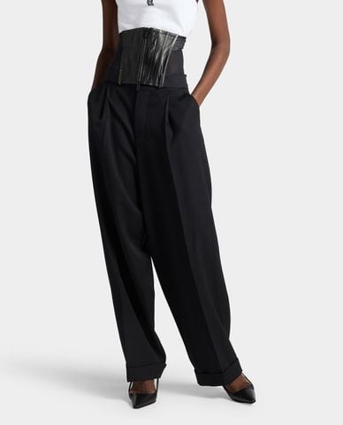  DSQUARED2 - Quần nữ ống rộng phối đai corset 