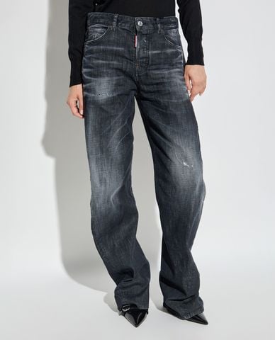  DSQUARED2 - Quần jeans nữ ống rộng D2 Twisted 