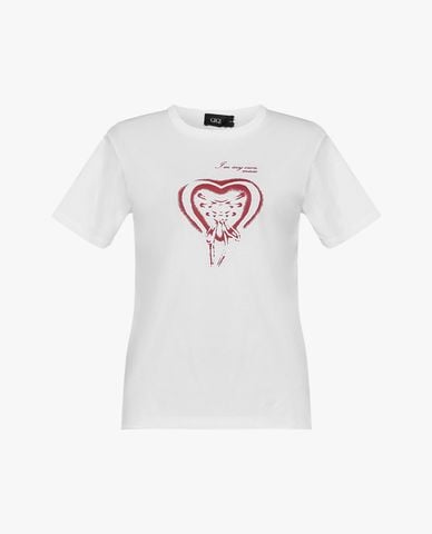  GIGI - Áo thun nữ cổ tròn tay ngắn phối hình in nổi bật 