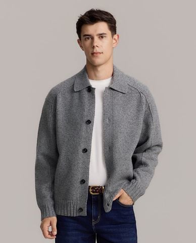  USPA - Áo khoác cardigan nam cổ bẻ tay dài cài nút 