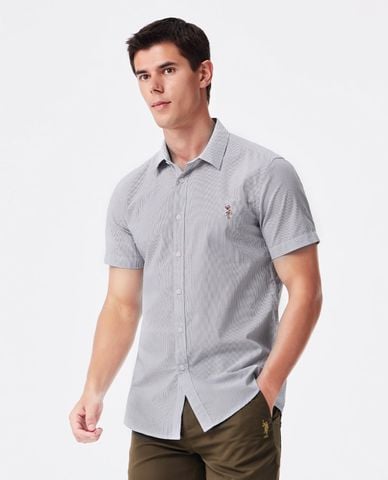  USPA - Áo sơ mi nam cổ bẻ tay ngắn kẻ sọc 