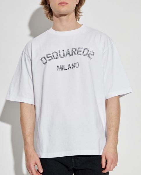  DSQUARED2 - Áo thun nam cổ tròn tay ngắn Milano Sequin 