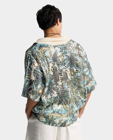  DSQUARED2 - Áo polo nam dệt kim cổ bẻ tay ngắn phối họa tiết 