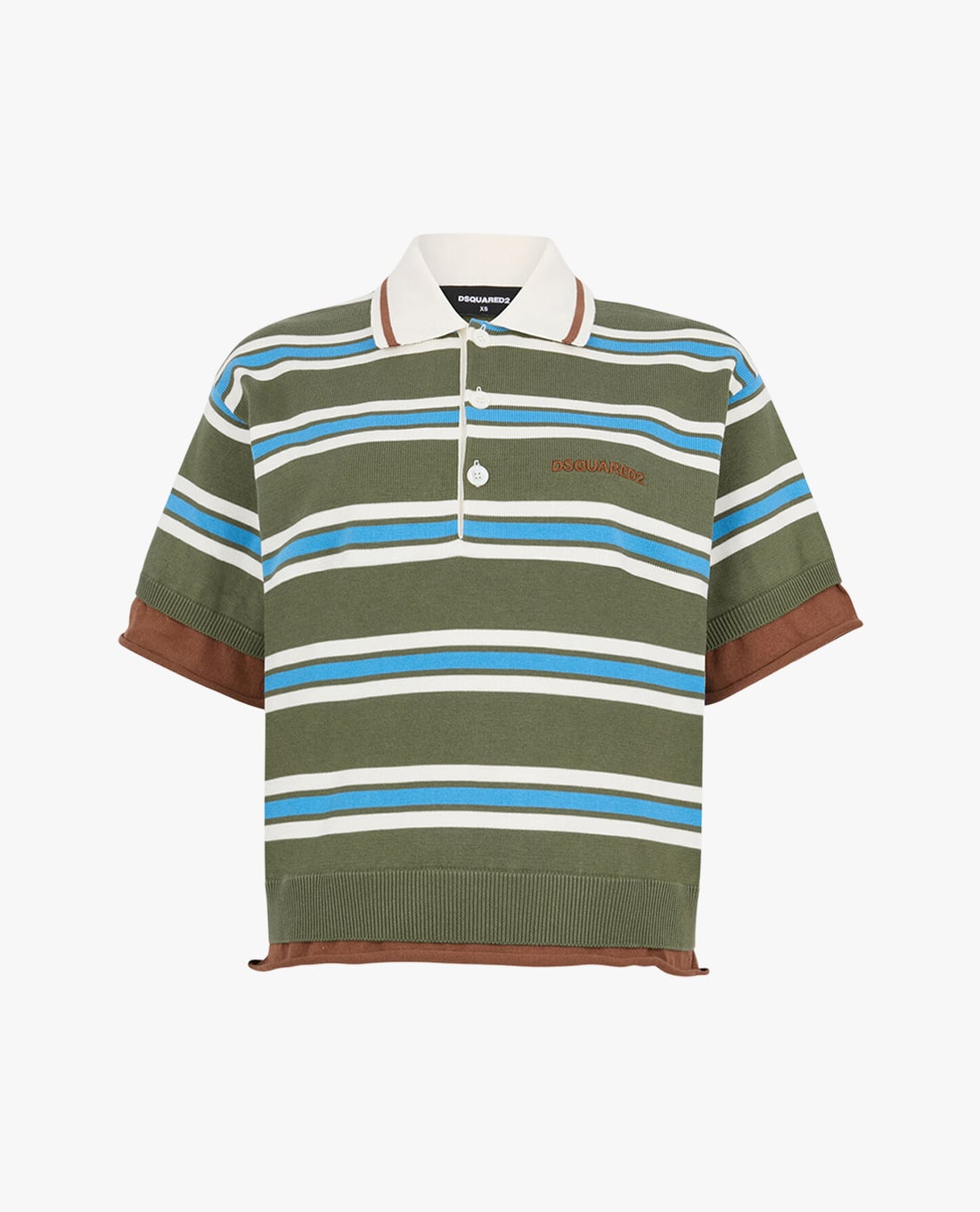 DSQUARED2 - Áo polo nữ dệt kim cổ bẻ tay ngắn kẻ sọc