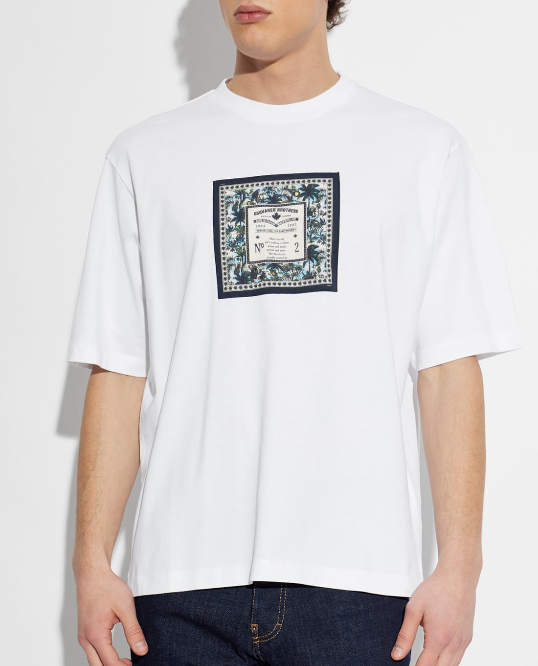 DSQUARED2 - Áo thun nam cổ tròn tay ngắn in họa tiết