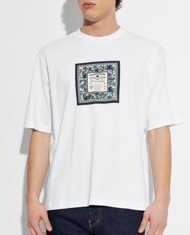  DSQUARED2 - Áo thun nam cổ tròn tay ngắn in họa tiết 