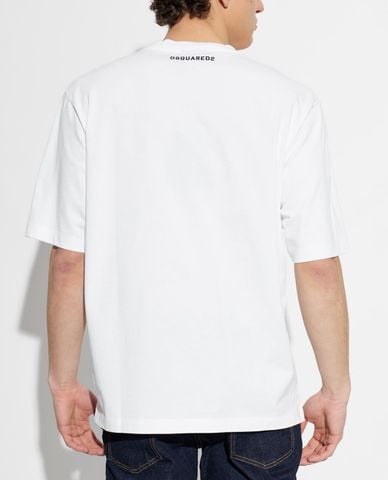  DSQUARED2 - Áo thun nam cổ tròn tay ngắn in họa tiết 