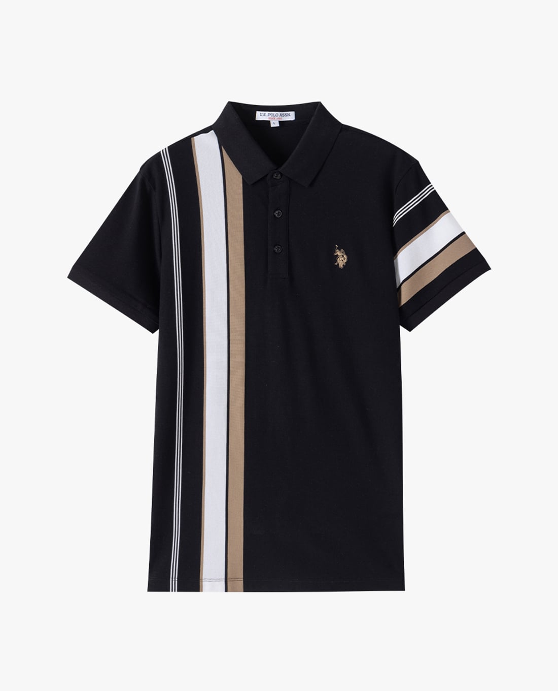 USPA - Áo polo nam cổ bẻ tay ngắn kẻ sọc phối màu