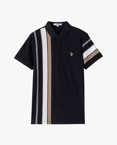  USPA - Áo polo nam cổ bẻ tay ngắn kẻ sọc phối màu 