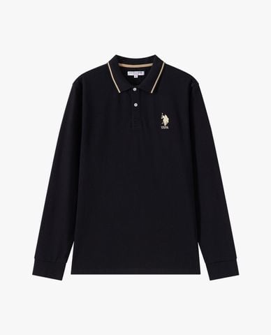  USPA - Áo polo nam cổ bẻ tay dài thêu logo 
