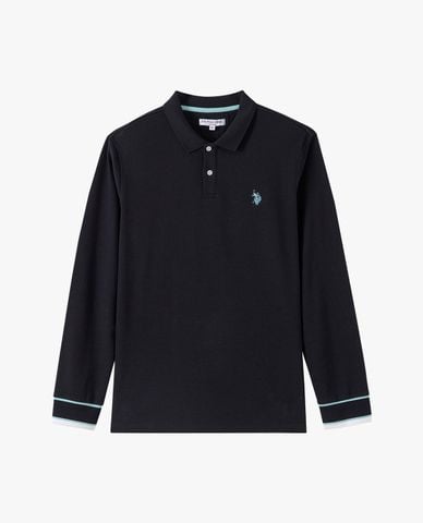  USPA - Áo polo nam tay dài phối viền thêu logo 
