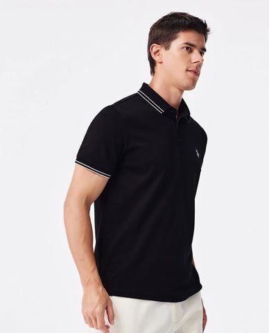  USPA - Áo polo nam tay ngắn phối viền thêu logo 