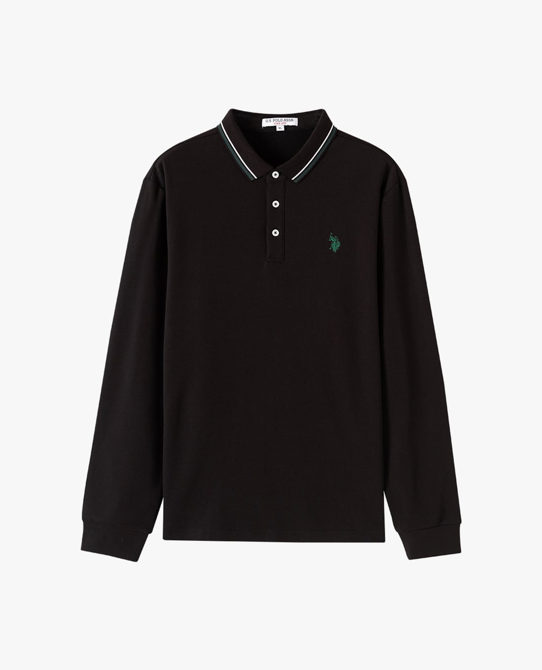 USPA - Áo polo nam tay dài thêu logo phối viền