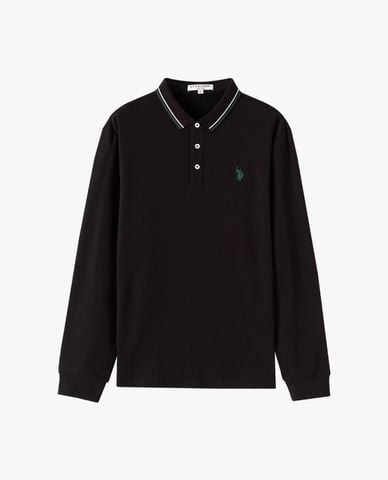  USPA - Áo polo nam tay dài thêu logo phối viền 