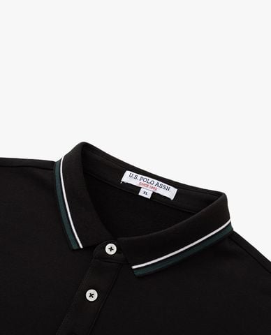  USPA - Áo polo nam tay dài thêu logo phối viền 