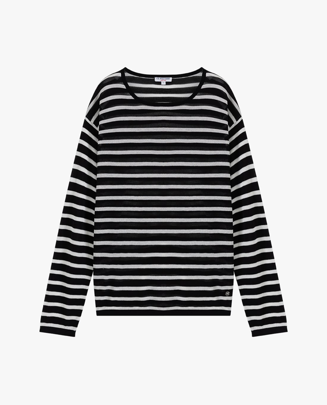 USPA - Áo dệt kim nữ cổ tròn tay dài kẻ sọc