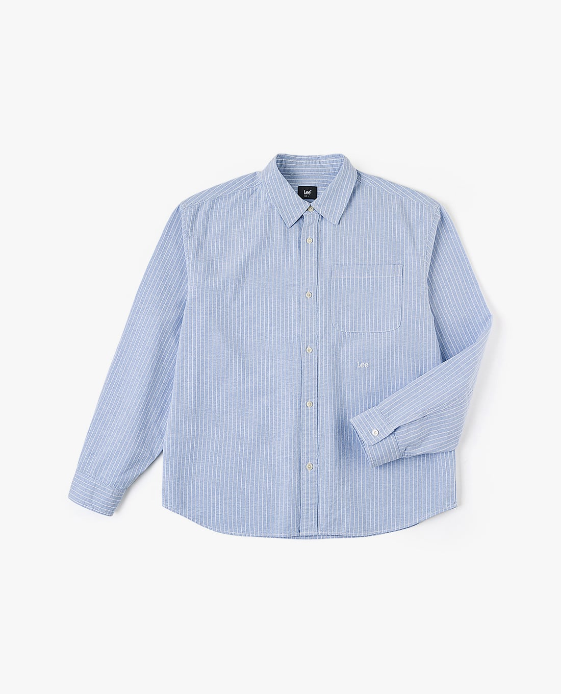 LEE - Áo sơ mi nam cổ bẻ tay dài kẻ sọc thêu logo