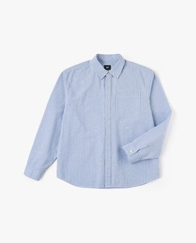  LEE - Áo sơ mi nam cổ bẻ tay dài kẻ sọc thêu logo 
