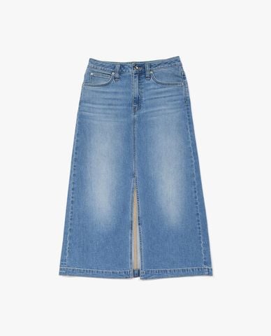 LEE - Chân váy denim midi xẻ tà Modern 