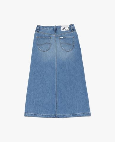  LEE - Chân váy denim midi xẻ tà Modern 