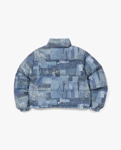  LEE - Áo khoác phao nữ tay dài họa tiết patchwork Indigo 