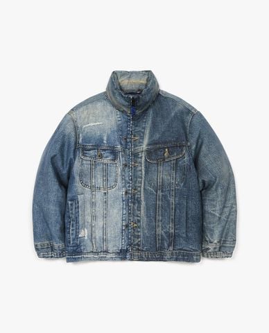  LEE - Áo khoác denim unisex cổ cao tay dài Indigo 