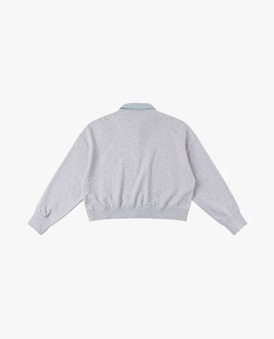  LEE - Áo sweatshirt nữ cổ bẻ tay dài phối logo 