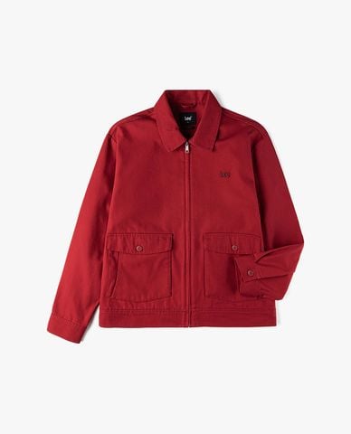  LEE - Áo khoác denim nam cổ bẻ tay dài thêu logo 