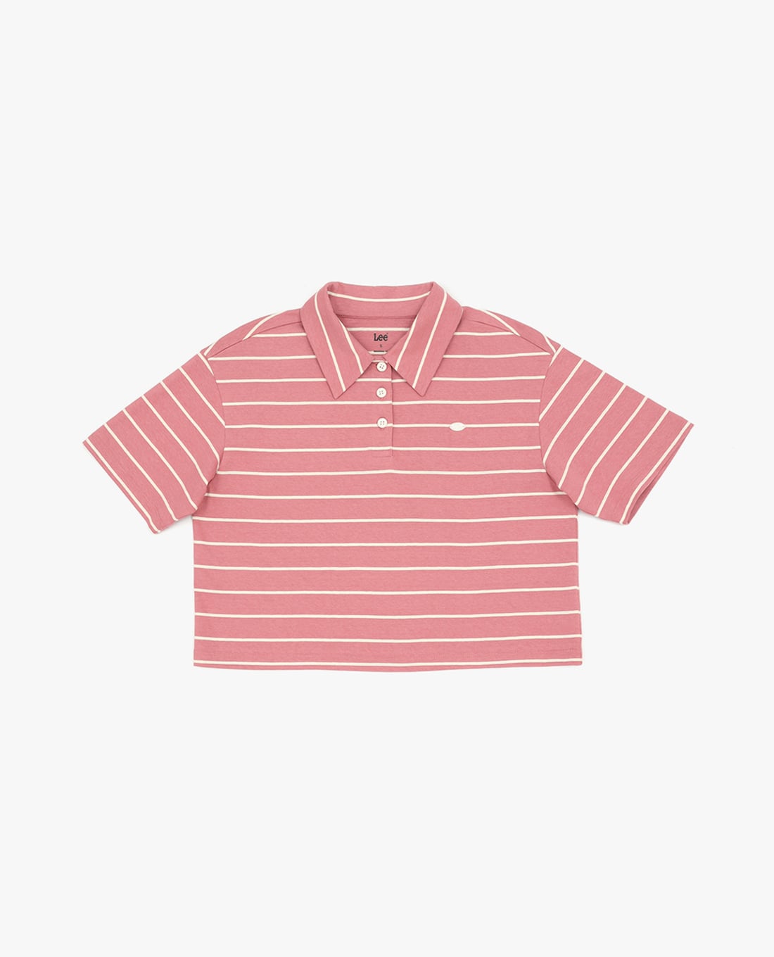 LEE - Áo polo nữ tay ngắn kẻ sọc phom croptop