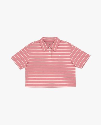  LEE - Áo polo nữ tay ngắn kẻ sọc phom croptop 