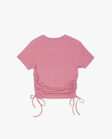  LEE - Áo thun nữ cổ tròn tay ngắn phối dây rút 