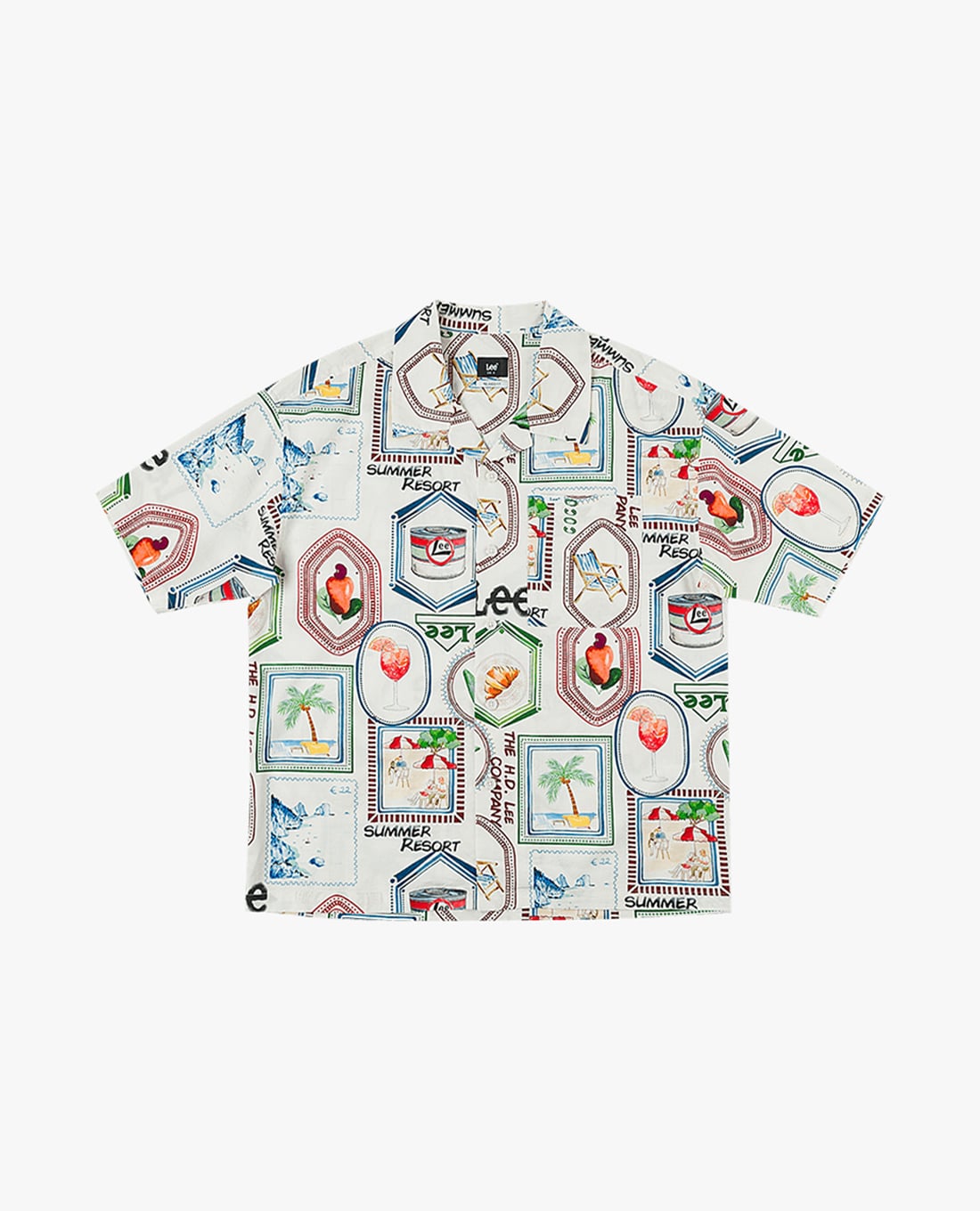 LEE - Áo sơ mi nam cổ bẻ tay ngắn in họa tiết