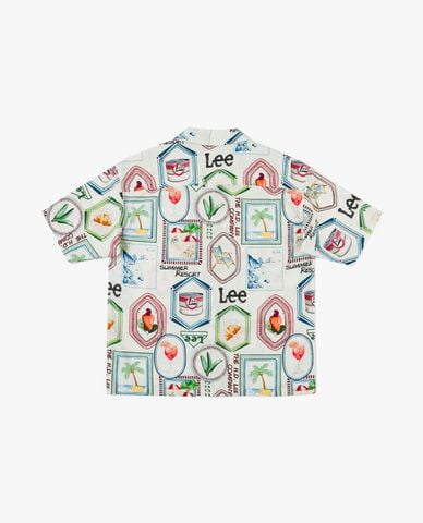  LEE - Áo sơ mi nam cổ bẻ tay ngắn in họa tiết 