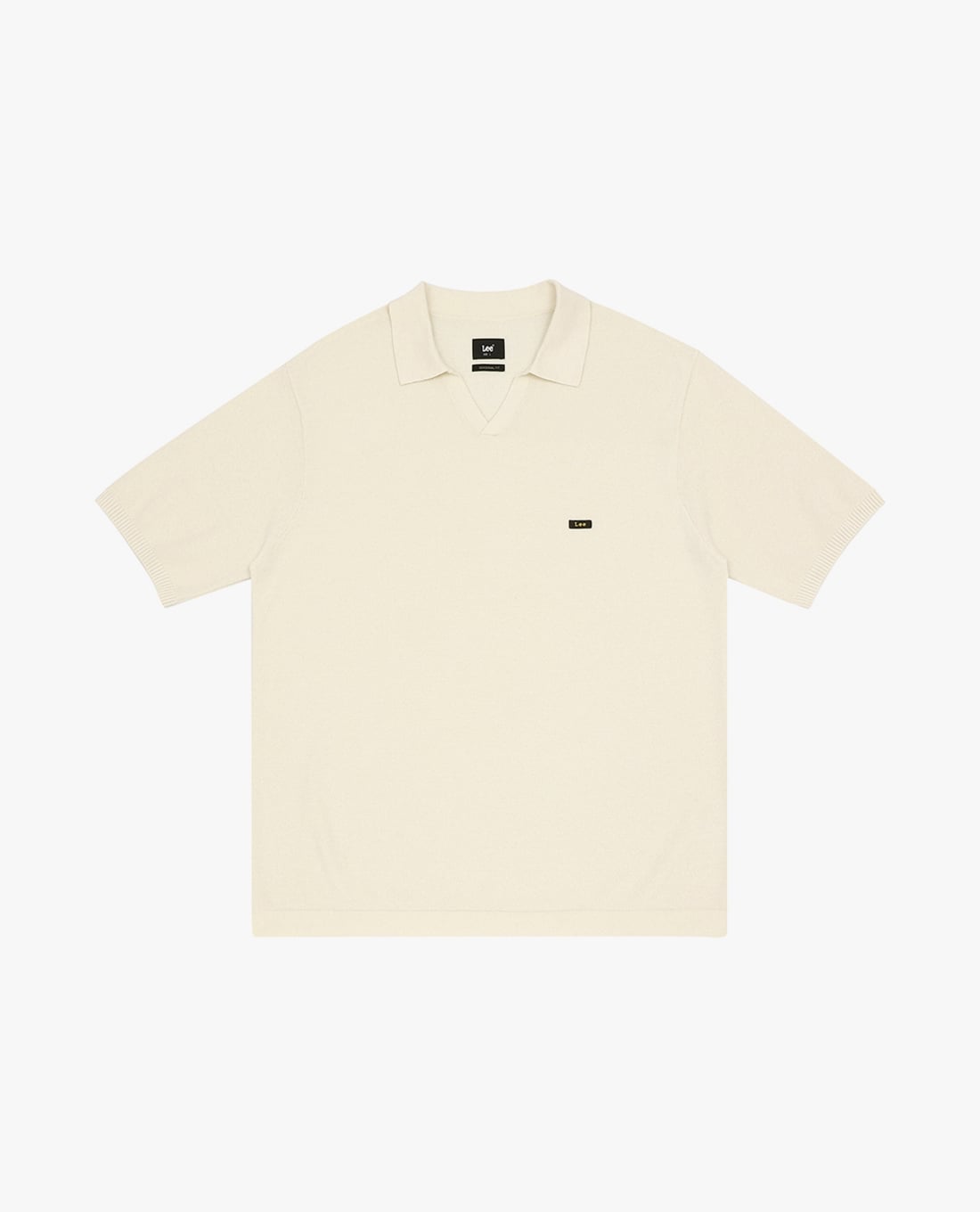 LEE - Áo dệt kim nam cổ bẻ tay ngắn phối logo