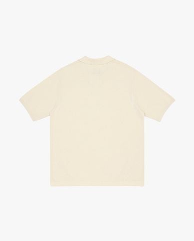  LEE - Áo dệt kim nam cổ bẻ tay ngắn phối logo 