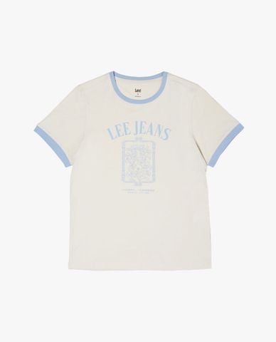  LEE - Áo thun nữ cổ tròn tay ngắn in logo 