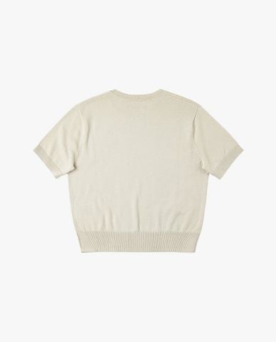  LEE - Áo dệt kim nữ cổ tròn tay ngắn phối logo 