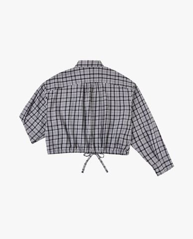  LEE - Áo sơ mi nữ caro phối dây rút phom croptop 
