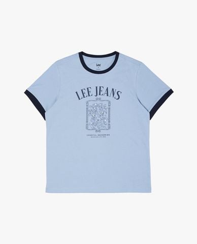  LEE - Áo thun nữ cổ tròn tay ngắn in logo 