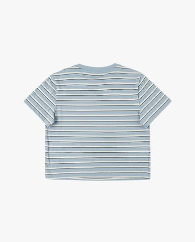  LEE - Áo croptop nữ cổ tròn tay ngắn kẻ sọc 