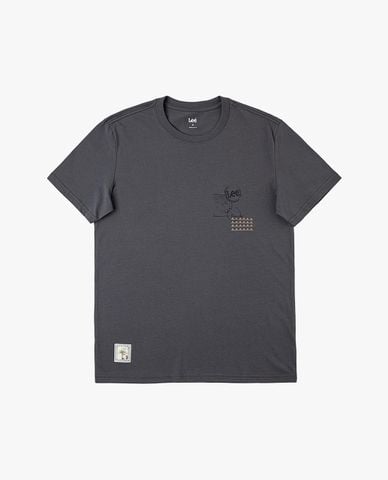  LEE - Áo thun nam cổ tròn tay ngắn in họa tiết 