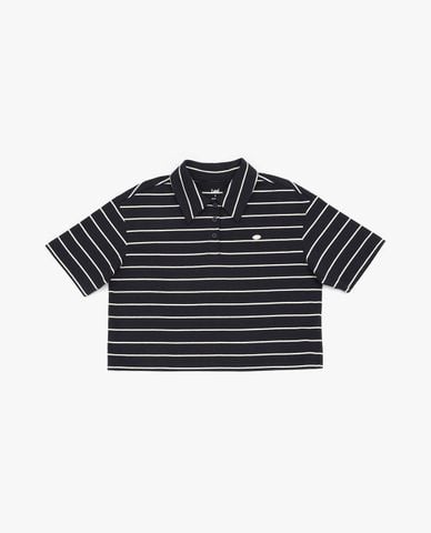  LEE - Áo polo nữ tay ngắn kẻ sọc phom croptop 