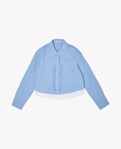  LEE - Áo sơ mi nữ tay dài phối lai phom croptop 