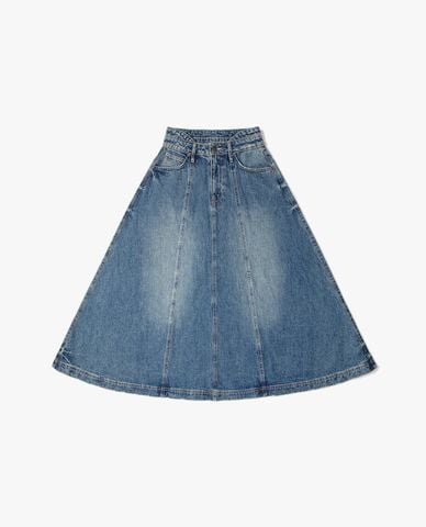  LEE - Chân váy denim midi phom chữ A 