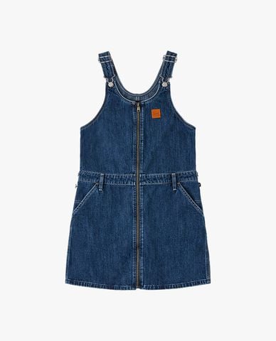  LEE - Đầm yếm denim mini phối khóa kéo zip 