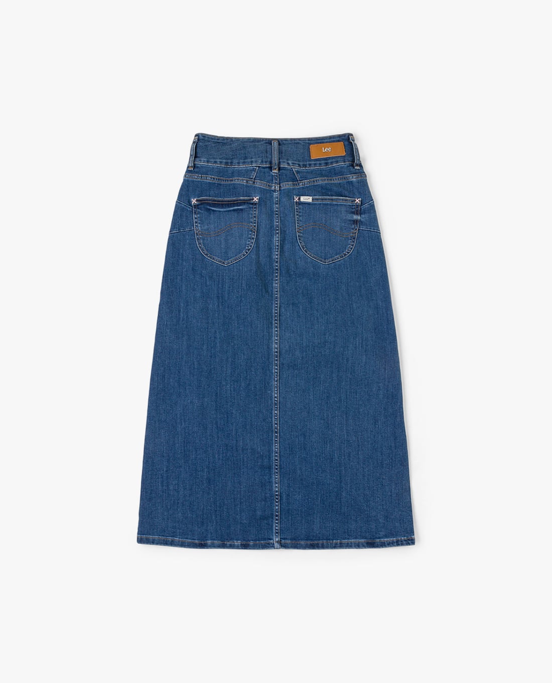 Chân váy denim midi xẻ tà bất đối xứng LEE