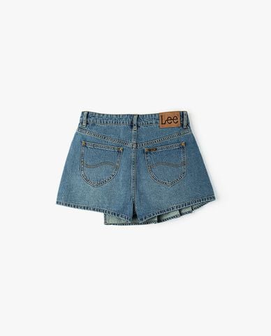  LEE - Quần short giả váy nữ denim xếp li 