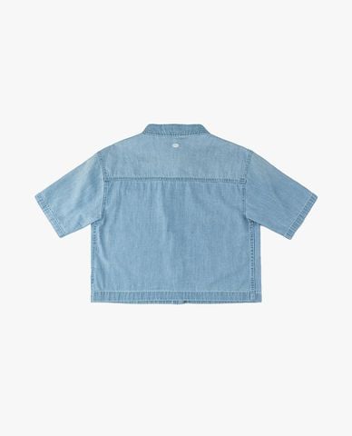  LEE - Áo sơ mi denim nữ tay ngắn phom croptop 